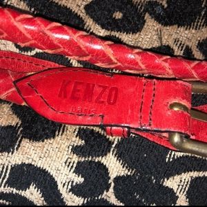 66" Vintage red braided leather Kenzo belt